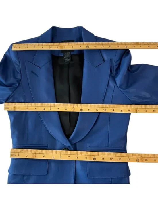 Smythe Hutton Blazer Womens 4 Blue Wool Shawl Lapel Tuxedo One Button Jacket - Picture 11 of 13